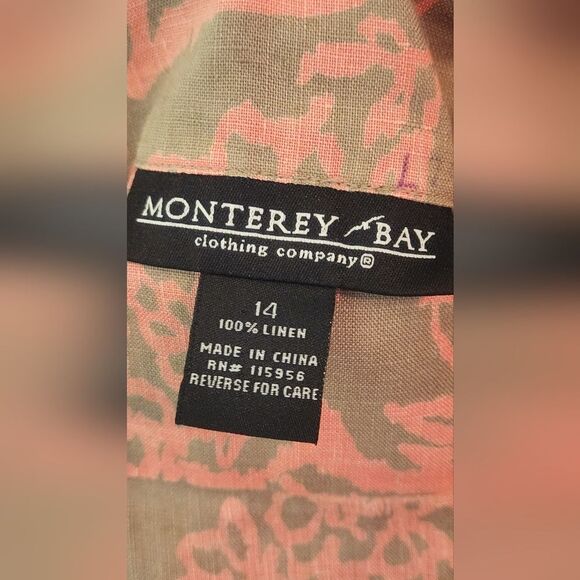 Monterey Bay 14 Gray Pink 100% LINEN Zipper Floral Print  Women’s Midi Skirt - Picture 2 of 8